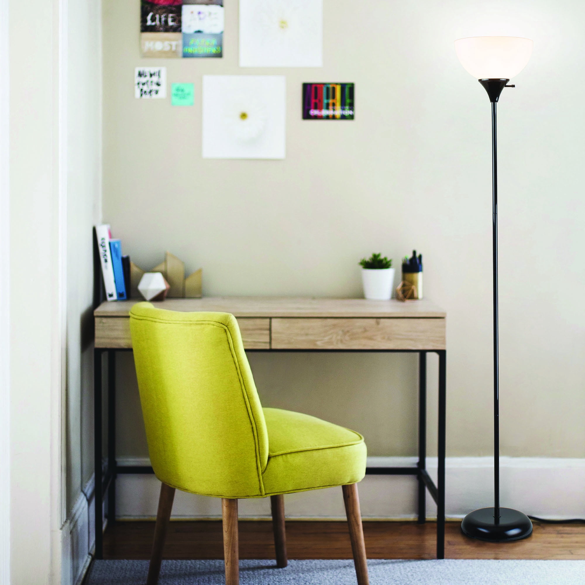 Henry 71" Torchiere Standing Floor Lamp by Newhouse Lighting, Black