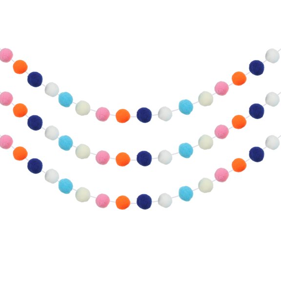 Uxcell Pom Pom Garland, Decor Hanging Garland Ball Banner with Felt Balls for Halloween Thanksgiving Christmas Wedding Birthday Classic Colors