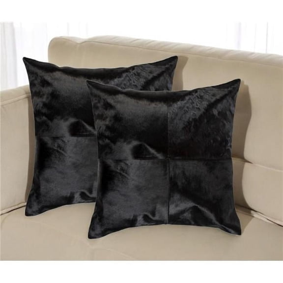 HomeRoots 544598 18 in. Black Cowhide Throw Pillows - Set of 2