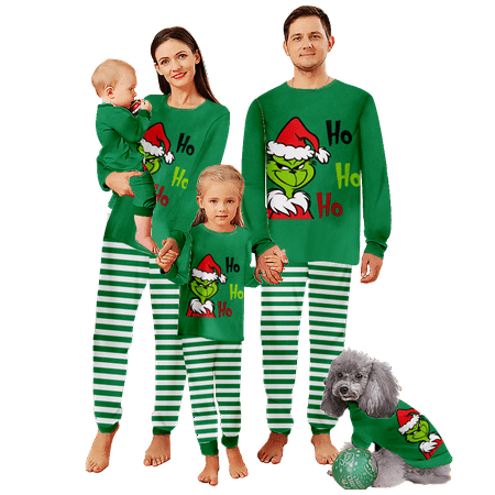 

FUNIER Family Matching Christmas Pajamas Sets Christmas Santa Monster Cartoon Print Sizes for Adult-Kids-Baby-Pet 2 Pieces Top and Pants Bodysuits Sleepwear Pajamas Set