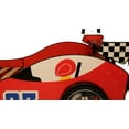 thumbnail image 6 of Racing Car Bed,Twin Size Car Bed Frame with LED Light and Headboard, Race Car-Shaped Wooden Platform Bed with Wheels and Support Slats, Red, 6 of 7