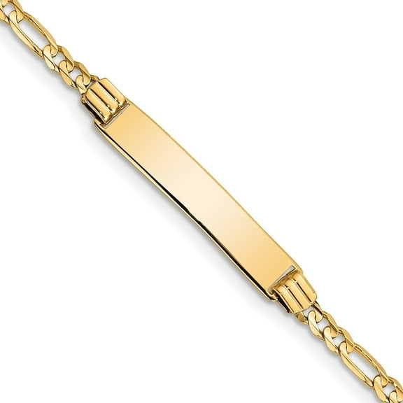 Auriga Fine Jewelry 14K Yellow Gold Figaro Link ID Bracelet 5.5inch for Women