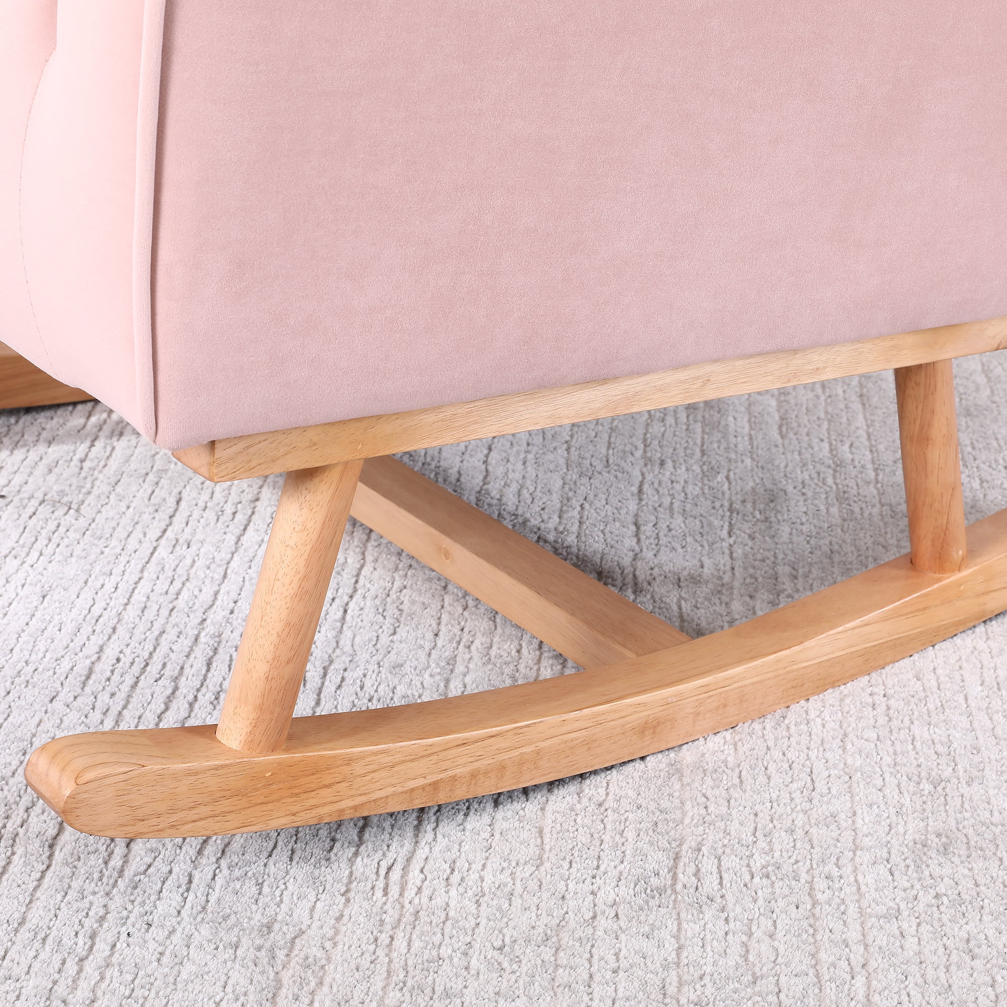 Kadyn Rocking Chair Nursery Armchair with High Back for Baby Room, Pink Kadyn Rocking Chair Nursery Armchair with High Back for Baby Room, Pink