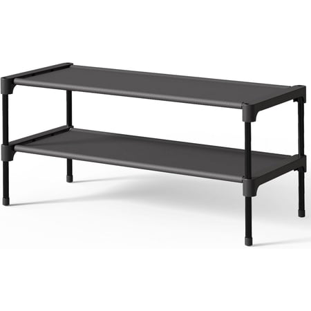 Kitsure Shoe Rack - Premium Non-Woven Shoe Rack Shelf, Shoe Organizer for Closet, Entryway, Garage & Corridor, Sturdy & Durable Long Stackable Shoe Shelves, Small, Black