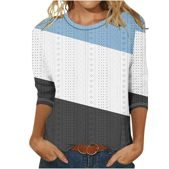 Sevevn Women's Leisure And Comfortable T-shirt Top Blue L Savings Up to 30% Off