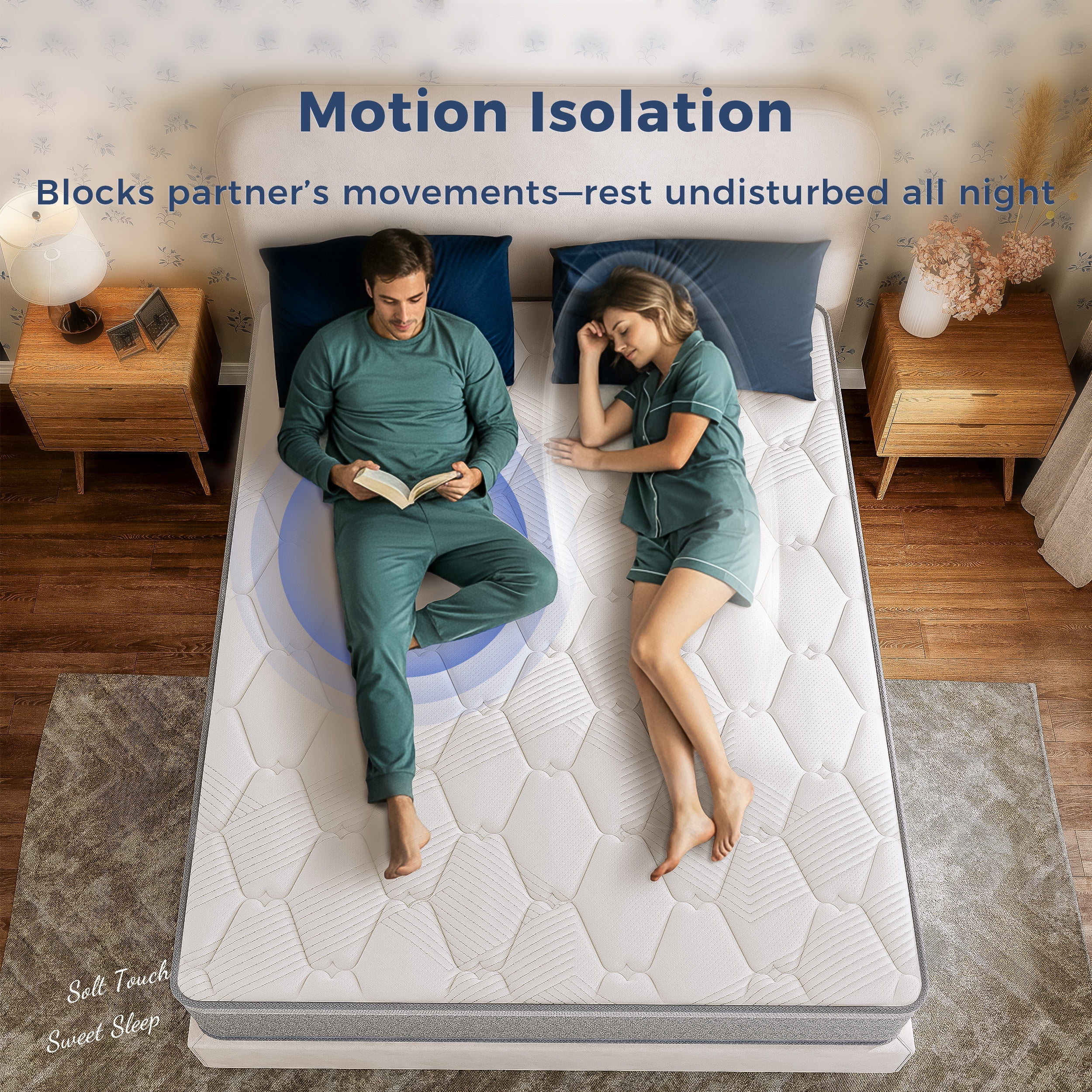 Babo Care Queen Mattress,12 inch Hybrid Mattress in a Box,Individually Pocket Springs,Cooling-Gel Memory Foam,Medium Feel for Pressure Relief,Motion Isolation,CertiPUR-US Certified,Colchones Queen