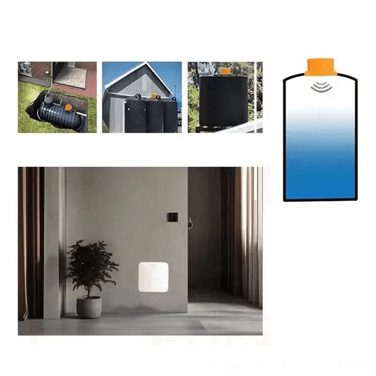Tuya Smart Zigbee Ultrasonic Water Tank Level Monitor Sensor Real-Time Alerts App Control for IOS & Android US Plug,1 * Water Tank Monitor Sensor,Yellow