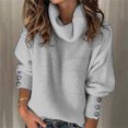 thumbnail image 6 of ZOHIUM Women's Tops Trendy Ladies Fashion Solid Color Sweater Top Turtleneck Long Sleeve Buttons Autumn Winter Warm Soft Shirttop Casual Tops for Women Trendy (Gray,L), 6 of 6