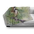 thumbnail image 3 of Birds Soft Flannel Fleece Throw Blanket, Pair of House Sparrow Birds Romantic Love Portrayal Watercolor Style Pastoralrt, Cozy Plush for Indoor and Outdoor Use, 60" x 80", Multicolor, by Ambesonne, 3 of 6