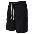 thumbnail image 5 of Men's 7" Corduroy Cargo Shorts Casual Lightweight Shorts with 5 Pockets, Drawstring Waist Relaxed Fit for Summer Beach Black M, 5 of 7