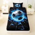 thumbnail image 3 of Castle Fairy Soccer Print Twin Sheets 3pcs, Abstract Grid Bedding, Black Blue White,1 Fitted Sheet, 1 Flat Sheet and 1 Pillowcase, 3 of 6