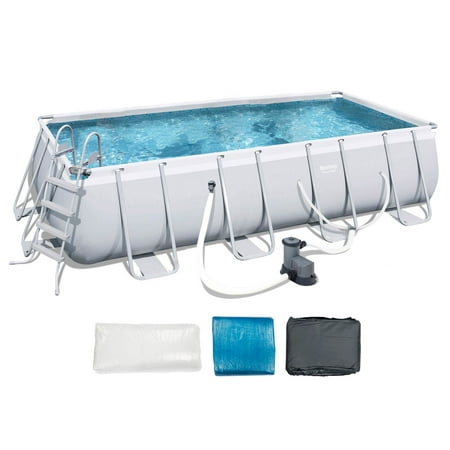 Bestway 56536E-BW 18ft x 9ft x 48in Above Ground Pool with Ladder & Filter (Best Way To Go Gray After Coloring)