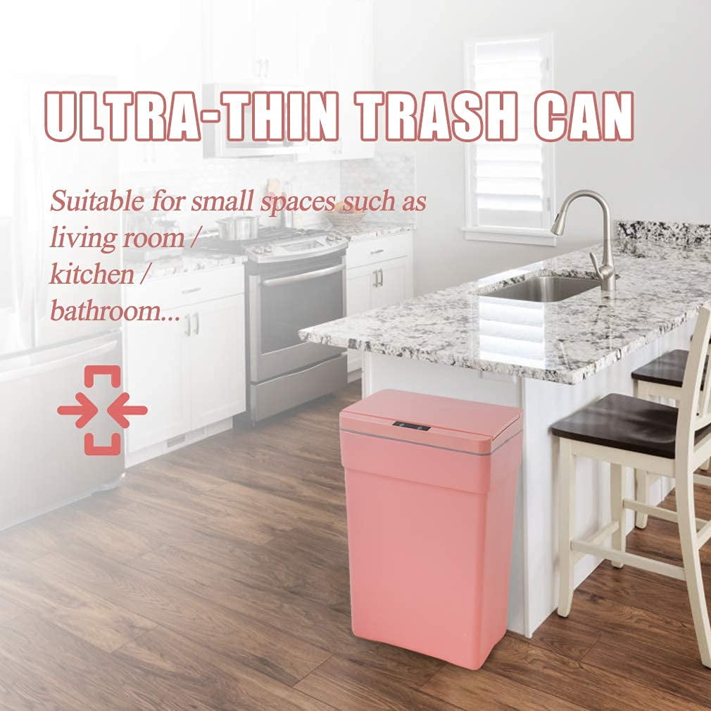 YRLLENSDAN Garbage Can 13 Gallon Tall Kitchen Trash Can Garbage Can with Lid Automatic Trash Cans Touchless for Bedroom Bathroom Home Office 50 Liter,3 Pack Pink