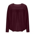 thumbnail image 5 of tarylea Plus Size Tops for Women Crew Neck Chest Pleated Tunic Solid Color Long Sleeve Shirts Casual Loose Fall Basic Dailywear Tops, 5 of 7
