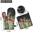 thumbnail image 6 of Red Mushroom Leaf Black Pattern Kitchen Oven Mitt and Pot Holder Sets 4 Pcs for Baking, Cooking and Grilling, Heat Resistant Up To 392 °F, 6 of 7