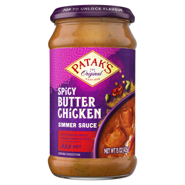 Pataks Spicy Butter Chicken Simmer Sauce, 15 Ounce Bottle