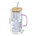 thumbnail image 3 of TAROFISH Heat-Resistant Glass Cup with Straw 400ml Leakproof Lid Cold Drink Tumbler for Juice Milk Beverages Home Office Use 5.31 Inch,B,1PC, 3 of 6