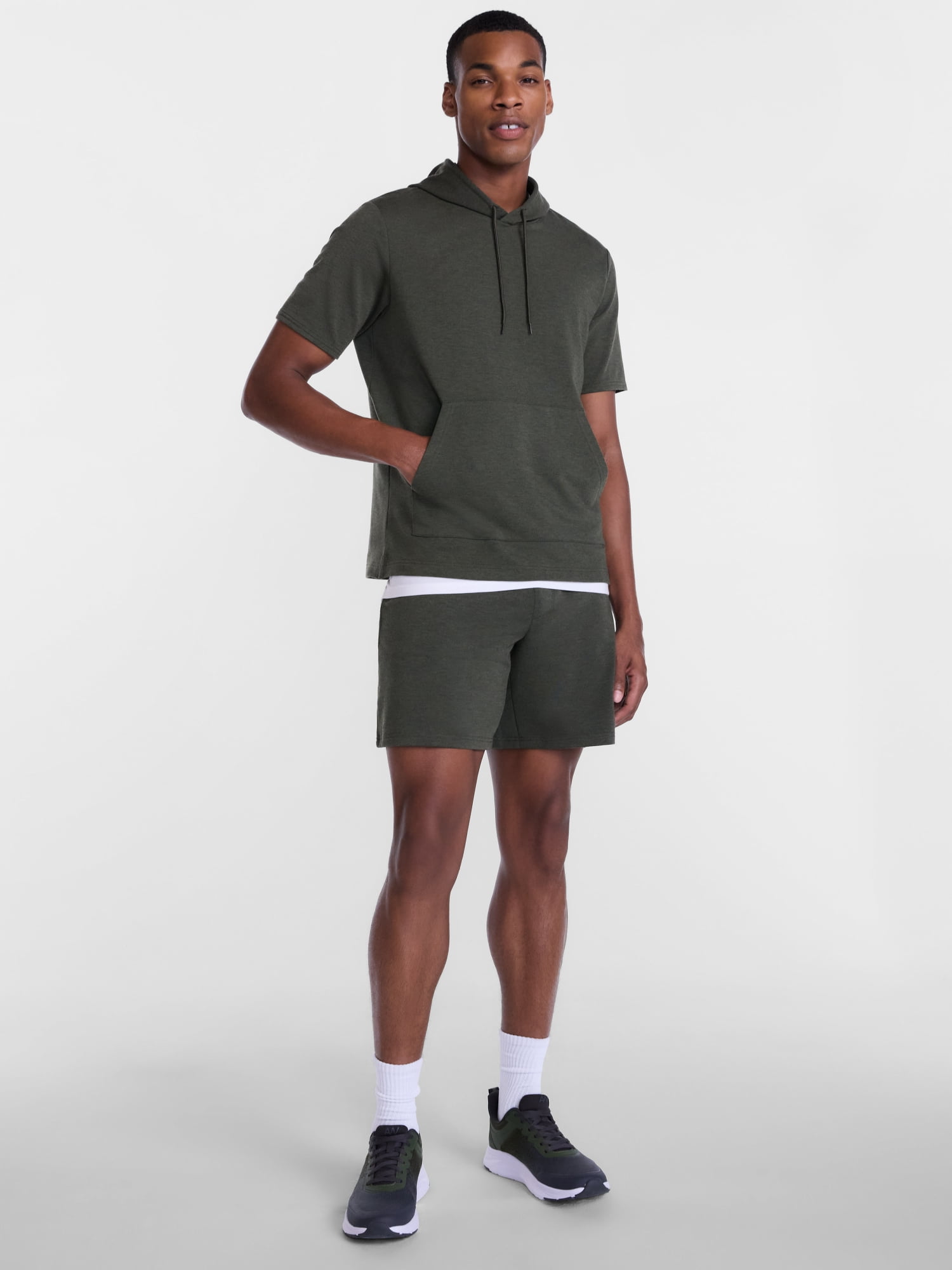 Athletic Works Men's and Big Men's Performance Coach Style Short Sleeve Hoodie Sweatshirt, Sizes XS-5XL