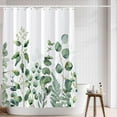 thumbnail image 3 of Sage Green Shower Curtain, Floral Eucalyptus Shower Curtain Machine Washable, Waterproof Fabric Shower Curtain Set for Bathroom Decor with 12 Shower Curtain Hooks 72x72 Inches, 3 of 6