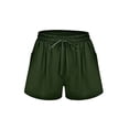 thumbnail image 4 of Casual Cotton Linen Shorts for Women Drawstring Elastic Waist Short Hot Pants With Pockets Ladies Wide Leg Loungewear Short Pants, 4 of 5