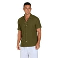 thumbnail image 6 of QDG Mens Casual Button Down Shirts Short Sleeve Summer Beach Shirts Crochet Guayabera Shirts Hollow Out Tops Dark Green M, 6 of 10