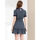 thumbnail image 4 of INSPIRE CHIC Vestido Floral De Mujer Gasa Con Volantes Ribete Lazo En La Cintura Elegante Verano Vestidos Hasta La Mitad Del Muslo Azul oscuro XL, 4 of 5
