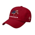 thumbnail image 2 of Freedom Embroidered Hat Adjustable Baseball Cap for Men Women Classic Cotton Washable Casual Trucker Hat for Outdoor Activities(Red), 2 of 7