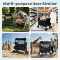 thumbnail image 5 of Touheart Wagon Stroller 4 Passenger with Adjustable Canopy, 5-Point Harnesses, Removable Seats, Black, 5 of 8