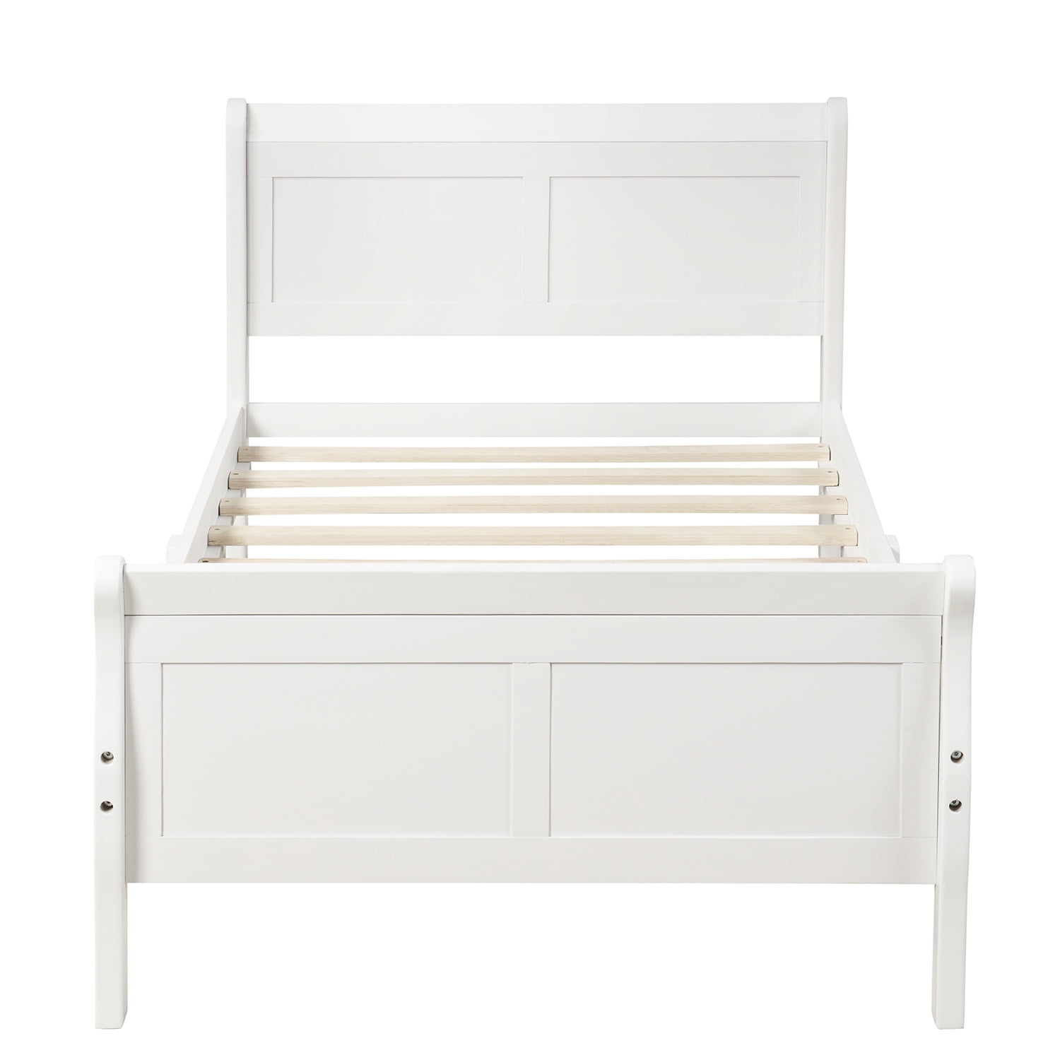 Holaki Wood Twin Size Bed with Headboard & Footboard for Kids, White