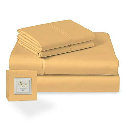 400 Thread Count Sheet Set Full Size Golden Yellow  100% Long Staple Cotton Beautiful Sateen Bed Sheets Deep Pocket fit Upto 15 inch (Cotton Sheets Full Size Golden Yellow) 400 Thread Count Sheet Set Full Size Golden Yellow  100% Long Staple Cotton Beautiful Sateen Bed Sheets Deep Pocket fit Upto 15 inch (Cotton Sheets Full Size Golden Yellow)