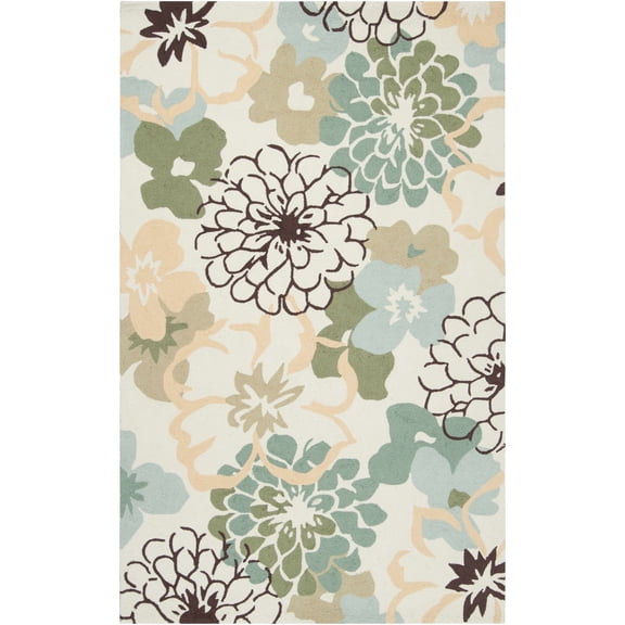 Hauteloom Hager Living Room, Bedroom Area Rug - Transitional - Ivory, Yellow, Pale Blue - 2' x 2'9"