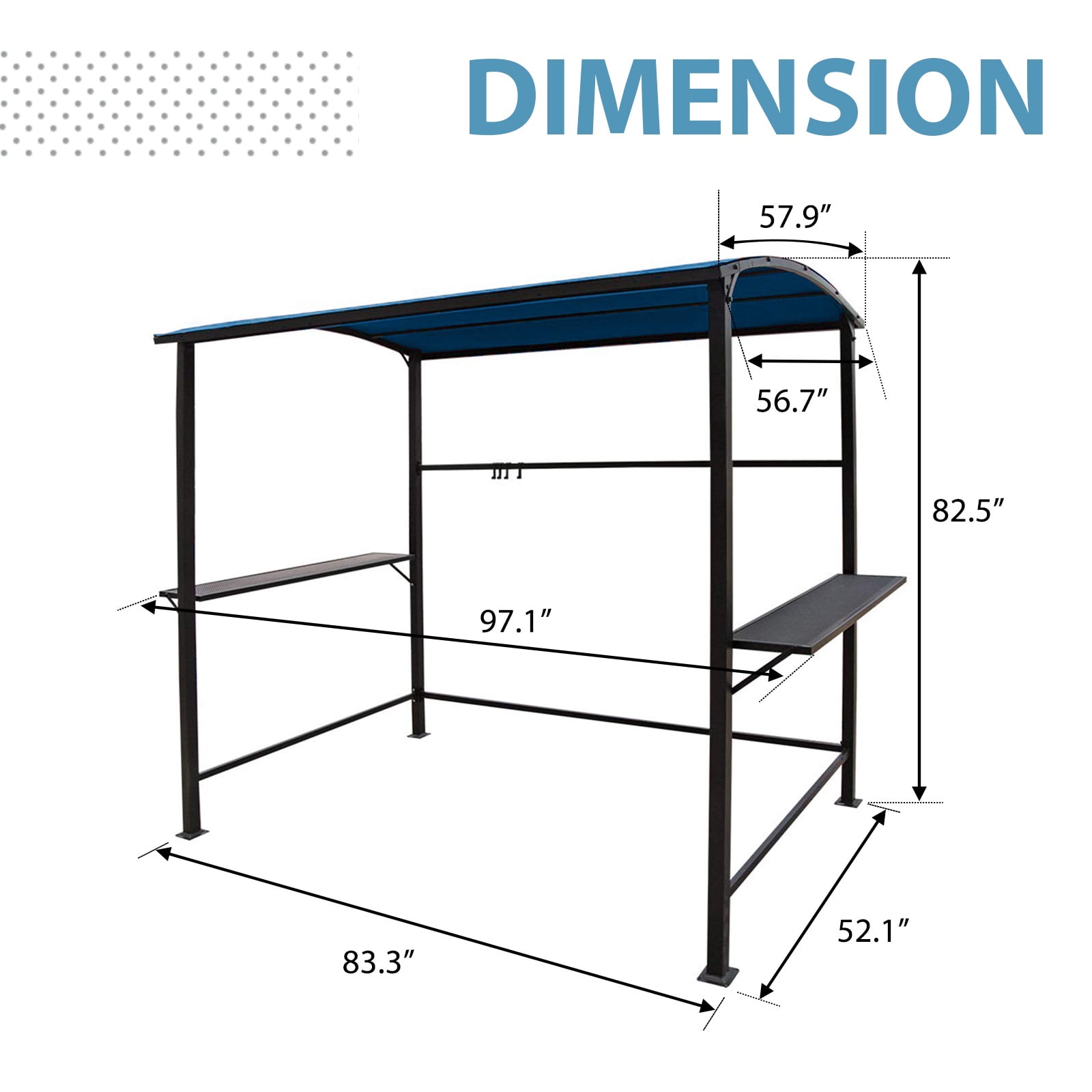 JOIVI Grill Gazebo 8FT x 4.6FT Outdoor Gazebo Patio Gazebo Canopy Grill BBQ, Blue