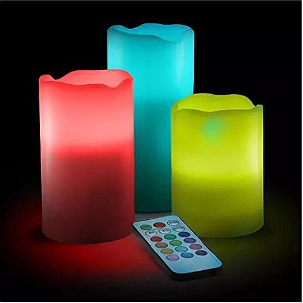 3 Pcs Flameless LED Candles Real Wax Battery Powered Lights Remote Control Xmax 
