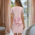 thumbnail image 3 of Yuyamidu Cute Axolotl Night Gown for Women Soft Comfy Pink Button Down Nightshirts Short Sleeve Summer Lounge Dress, 3 of 7