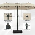 thumbnail image 5 of Autlaycil 15 ft Rectangle Patio Umbrella with Umbrella Base 48 LED lights for Market Patio Solar Umbrella (Khaki), 5 of 7