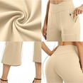 thumbnail image 4 of Yubnlvae High Waist Yoga Leggings with Pockets - Women's Comfy Wide Leg Workout Pants (Stretchy, Gym to Lounge) Beige L, 4 of 7