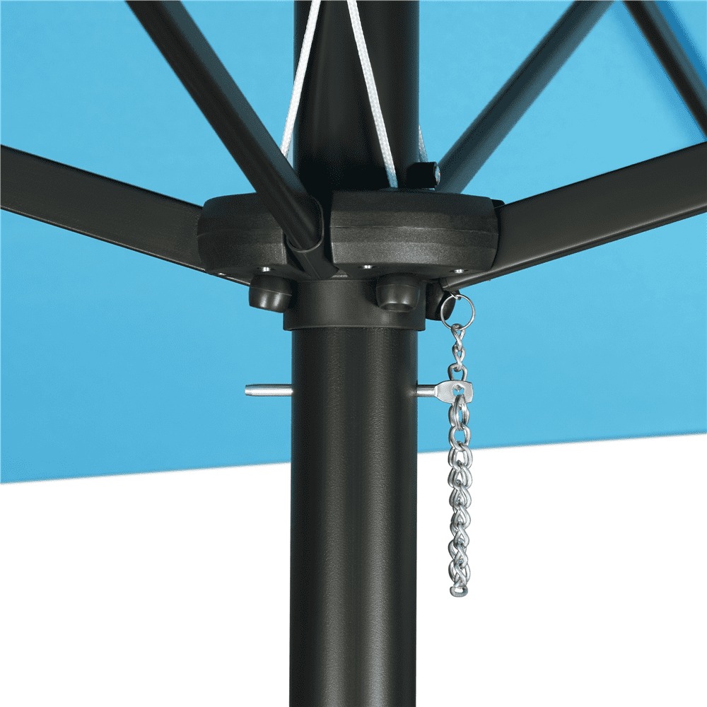 Renwick 15ft Double-Sided Twin Patio Outdoor Umbrella with Base, Sky Blue