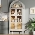 thumbnail image 6 of VANACC Modern 71” Arched Storage Cabinet with Glass Doors and Drawers, Adjustable Shelves, White, 6 of 10