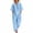 Light Blue, variant on Linen Sets for Women 2 Piece Cotton 3/4 Sleeve Wrap Top And Wide Leg Pants Loose Fit Summer Outfit for Travel Beach