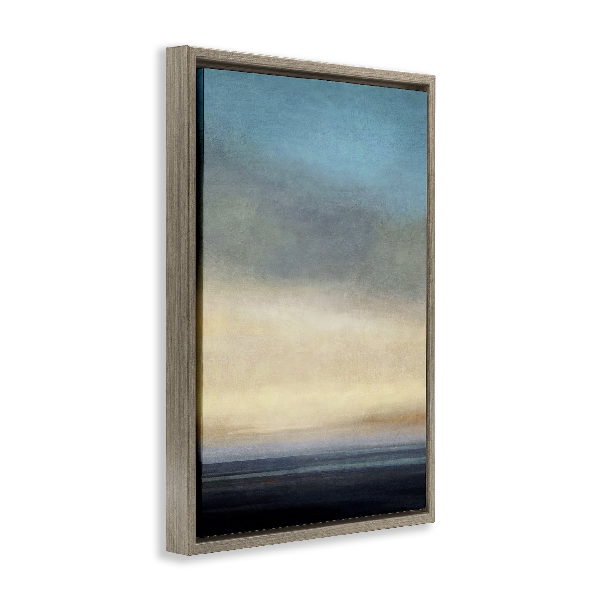 Stupell Industries Stormy Beach Abstraction Coastal Painting Brown Floater Framed Canvas Art Print Wall Art, 17 x 25