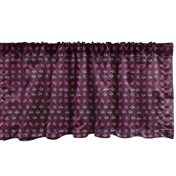 Ambesonne Modern Maroon Window Valance, Various Flowers Art, 42" x 18", Hot Pink Dark Mauve