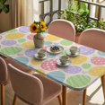 thumbnail image 3 of Easter Eggs Table Cloths for 4 Foot Rectangle Tables, Spring Colorful Pastoral Love Beige Patio Waterproof Elastic Fitted Tablecloths, Washable Rectangular Table Cover for Camping, 3 of 8