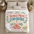 thumbnail image 5 of Printed Flannel Throw Blanket Bonus Mom Extra Blessed Floral Hearts and Bow, 5 of 9
