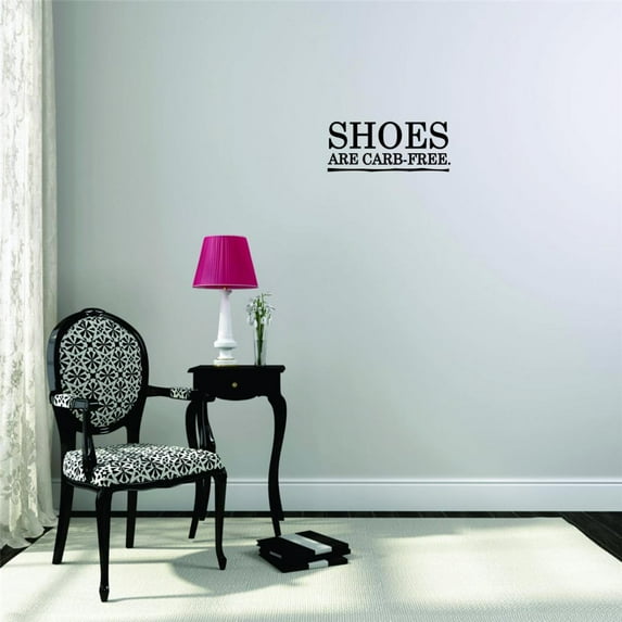 Decal - Peel & Stick Wall Sticker Shoes Are Carb Free Ladies Girl Quote Shopping Closet Wardrobe Home Decor Picture Art 16 x 40 Inches