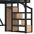 thumbnail image 4 of HICOMILA Twin XL Size Loft Bed with Storage Shelves and Built-in Wardrobe, Heavy-Duty Metal Loft Bed with Under-Bed Space, USB Ports and LED Lights, Gaming Loft Bed for Teens Adults, Natural, 4 of 9