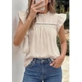thumbnail image 3 of PRETTYGARDEN Striped Shirt Womens Summer Tops Spring Business Casual Work Dressy Crochet Lace Ruffle Cap Sleeve Blouse, 3 of 9
