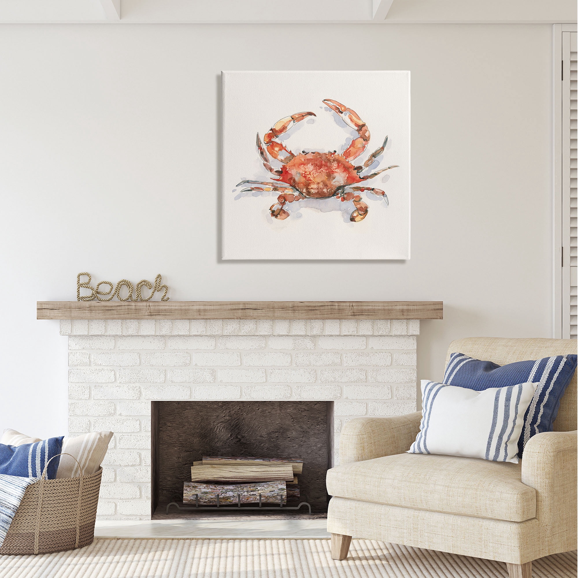 Stupell Industries Red Crab Marine Animal Animals & Insects Painting Gallery Wrapped Canvas Print Wall Art, 30 x 30