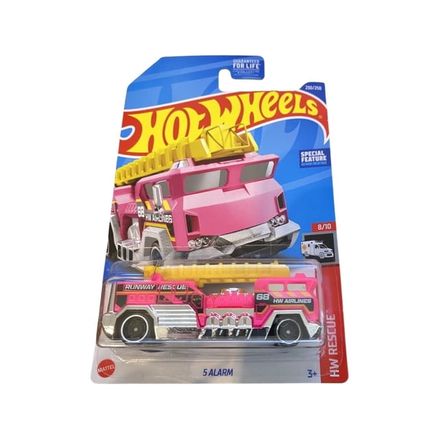 Camión de bomberos rosa Toy Hot Wheels 2022 con 5 alarmas HW Rescue