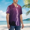 thumbnail image 5 of Fotbe Thunderstorm Violet Purple Hawaiian Shirt For Men Unisex Summer Beach Casual Short Sleeve Cotton Linen Button Down Shirts-Large, 5 of 9