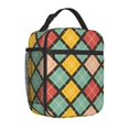 thumbnail image 4 of YFYANG Sac Portable Lunch Réutilisable Adulte / Enfants, Retro Geometric Plaid Pattern Mains Libres Poignée Isolation / Sac Froid pour l'École, le Travail, les Pique-Niques, Voyage, 4 of 6